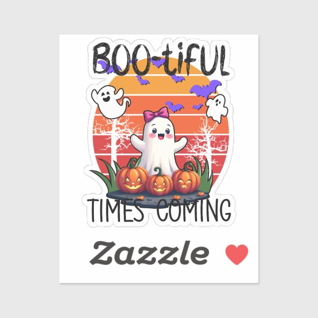 Bootiful Times Coming, Cute Kawaii Ghosts Sticker (Sheet)