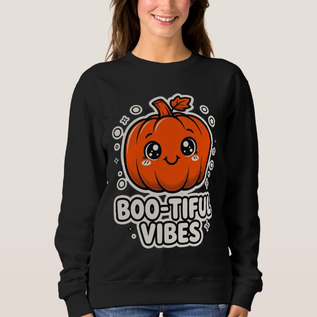 Bootiful Vibes Pun Halloween Tee (Front)