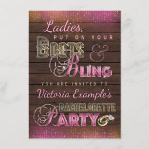 Boots and Bling Bachelorette Party Invitations