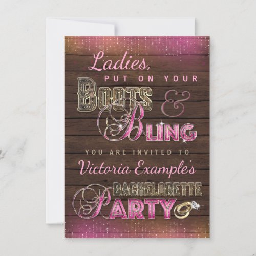 Boots and Bling Bachelorette Party Invitations