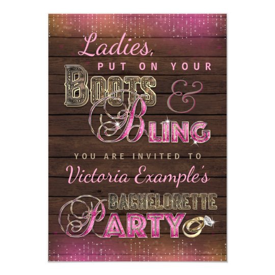boots and bling bachelorette party invitations zazzle com r 404 pt chart