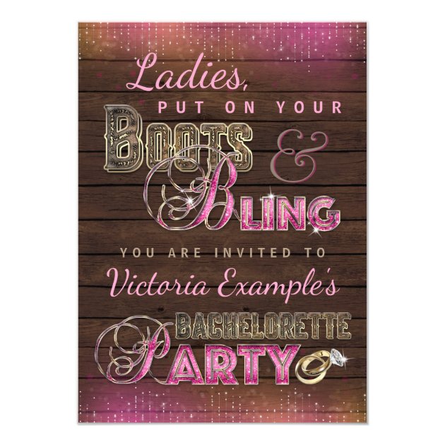Boots And Bling Bachelorette Party Invitations