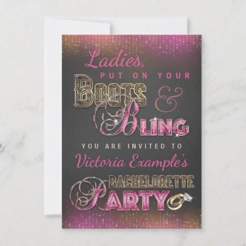 Boots and Bling Bachelorette Party Invitations
