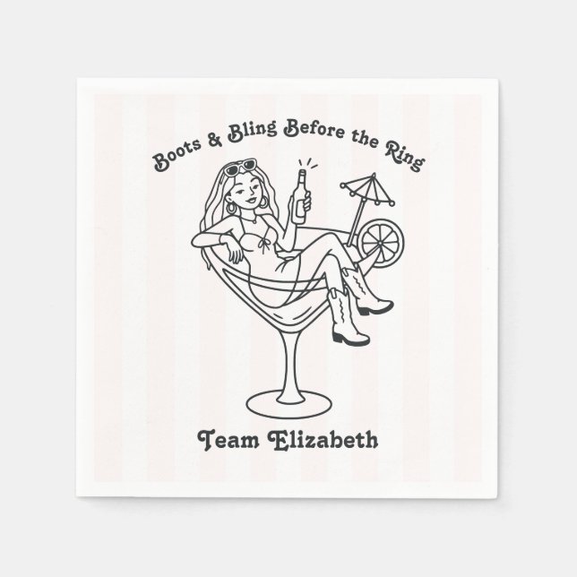 Boots and Bling Before the Ring Bachelorette  Napkins (Front)