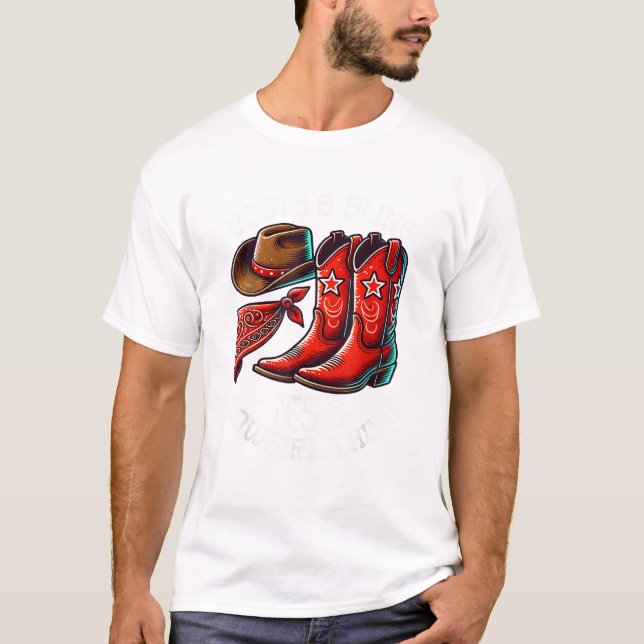 Boots and Bling Cowgirl Rodeo Horseback Riding Wes T-Shirt (Front)
