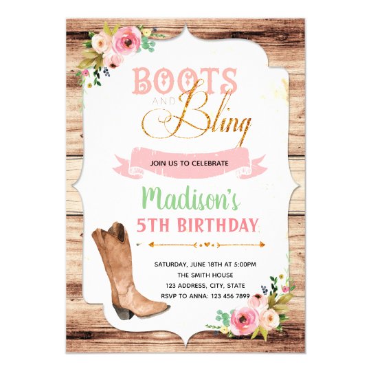 Boots and bling theme invitation | Zazzle.com