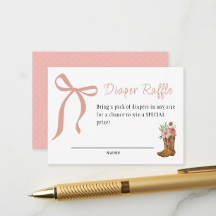 Boots and Bows Baby Girl Shower Diaper Raffle Enclosure Card