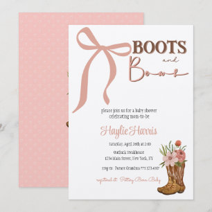 Boots and Bows Baby Girl Shower Invitation