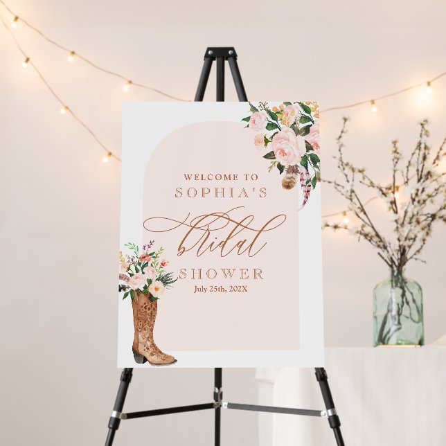 Boots and Bows Bridal Shower Welcome sign (In Situ (Stand))