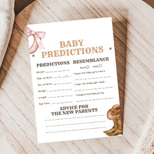 Boots and Bows Gender Reveal Baby Predictions Game