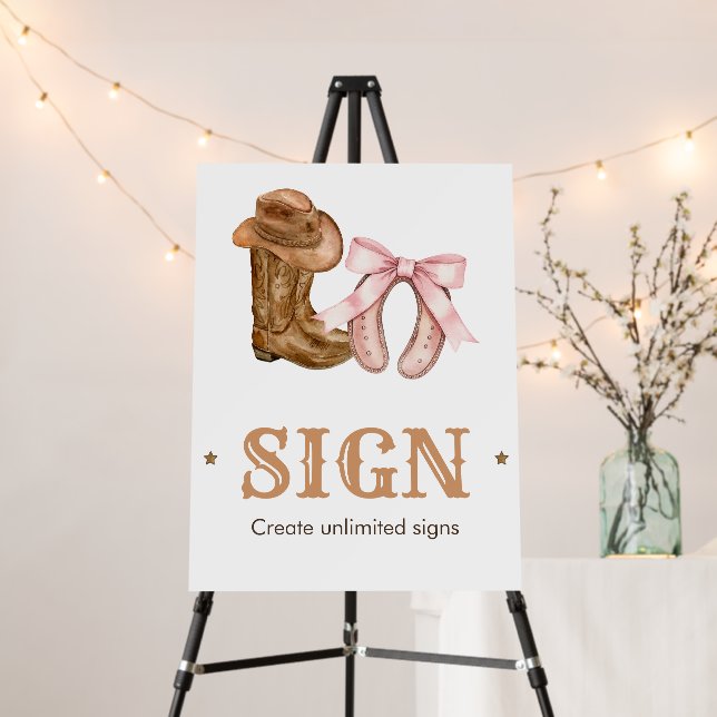 Boots and Bows Gender Reveal Sign (In Situ (Stand))