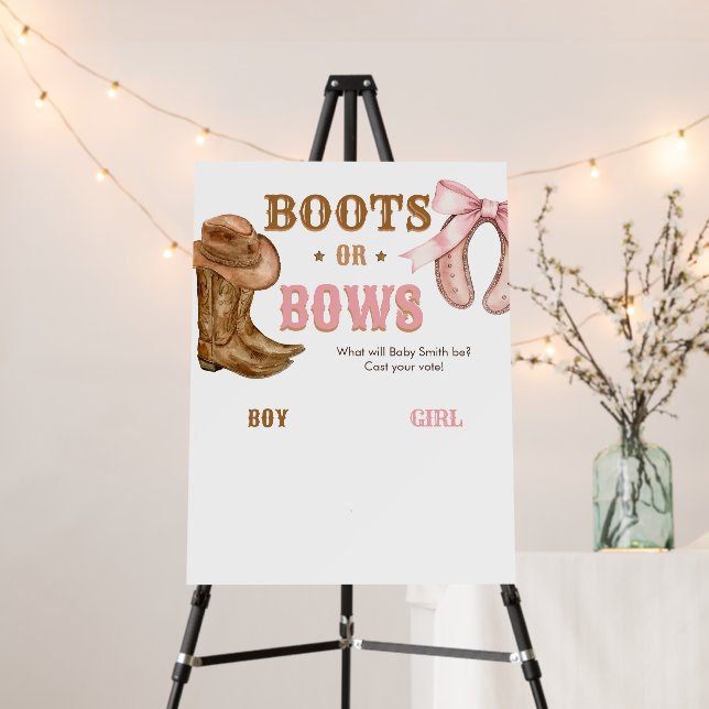Boots and Bows Gender Reveal Sign (In Situ (Stand))