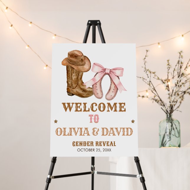 Boots and Bows Gender Reveal Welcome Sign (In Situ (Stand))