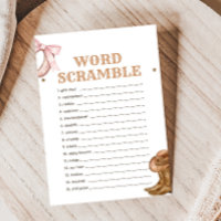 Boots and Bows Gender Reveal Word Scramble Game