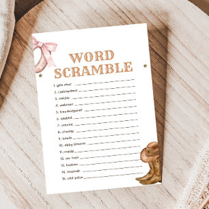 Boots and Bows Gender Reveal Word Scramble Game