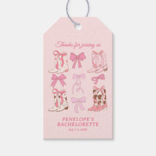 Boots and Bows Pink Girly Bachelorette Party  Gift Tags