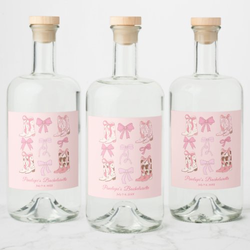 Boots and Bows Pink Girly Bachelorette Party  Liquor Bottle Label