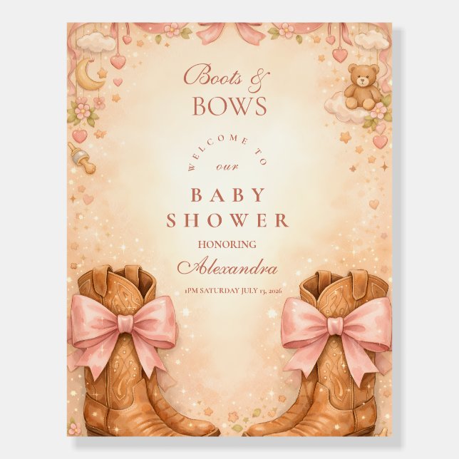 Boots And Bows Western Baby Shower Foam Board (Front)