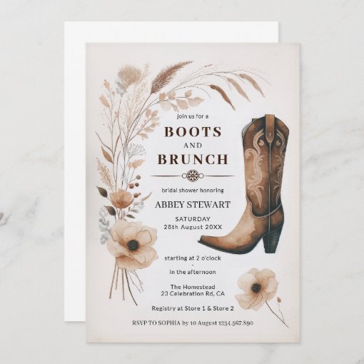 Boots and Brunch Bridal Shower Invitation | Zazzle