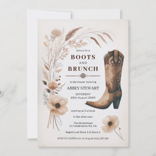 Boots and Brunch Bridal Shower  Invitation