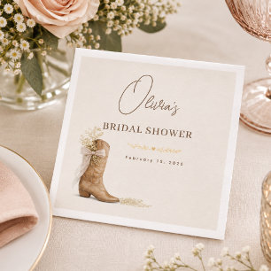 Boots and Brunch Floral Bow Bridal Shower Napkins