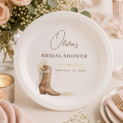 Boots and Brunch Floral Bow Bridal Shower  Paper Plates