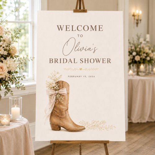 Boots and Brunch Floral Bow Bridal Shower Welcome Foam Board
