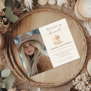 Boots and Brunch Western Floral Bridal Shower  Invitation