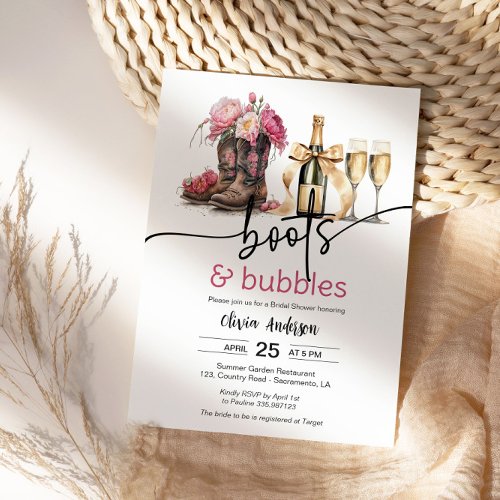 Boots and Bubbles Bridal Shower invitation card
