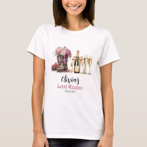 Boots and Bubbles Bridal Shower Last rodeo T_Shirt