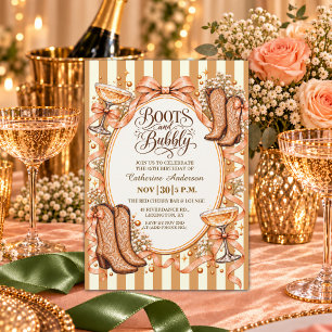 Boots and Bubbly 45th Birthday Party Invitation