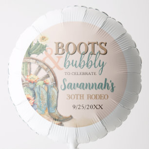 Boots and Bubbly Blush Pink Floral Cactus Rodeo Balloon