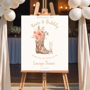 Boots And Bubbly Boho Rustic Bridal Shower Welcome Foam Board