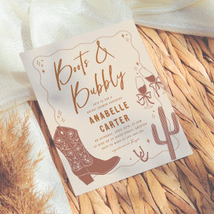 Boots and Bubbly Bridal Shower Budget Invitation