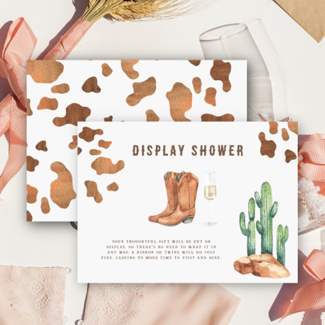 boots and bubbly bridal shower Display shower Enclosure Card (Creator Uploaded)