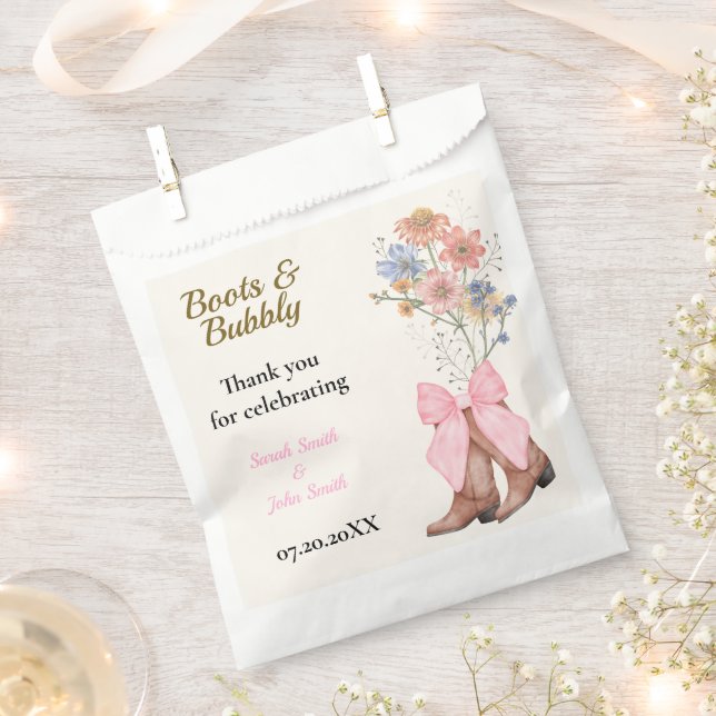Boots and Bubbly Bridal Shower Favor Bag (Clipped)