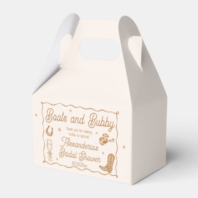 Boots and Bubbly Bridal Shower  Favor Boxes (Front Side)