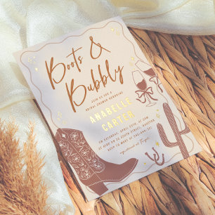 Boots and Bubbly Bridal Shower Foil Invitation