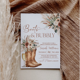 Boots and Bubbly Bridal Shower Invitation