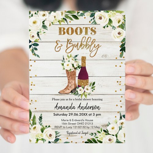 Boots and Bubbly Bridal Shower Invitation