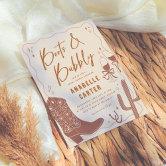 Boots & Bubbly Hand Drawn Bridal Shower Invitation