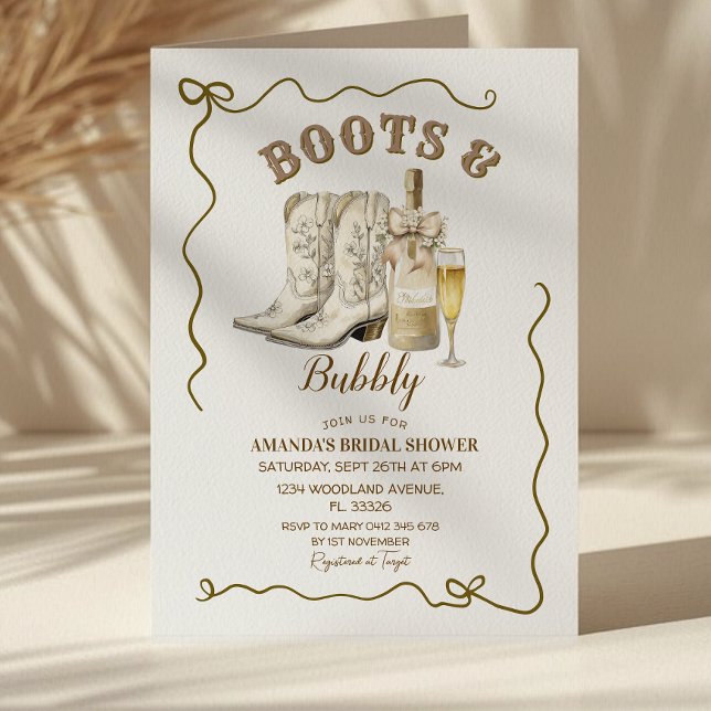 Boots and Bubbly Bridal Shower Invitation,  Invitation (Creator Uploaded)