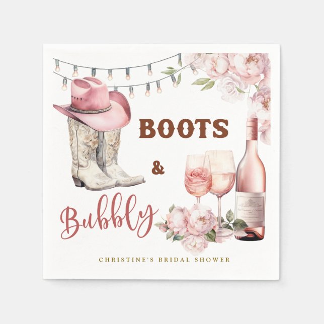 Boots and Bubbly Bridal Shower Napkins (Front)