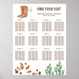 Boots and Bubbly Bridal shower seating chart