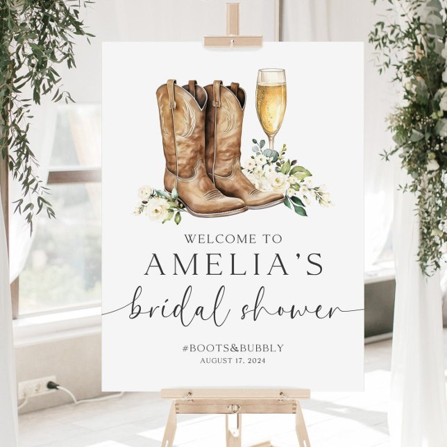 Boots and Bubbly Bridal Shower Sign, Rustic Bridal Foam Board (Creator Uploaded)