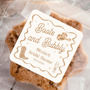 Boots and Bubbly Bridal Shower Square Sticker