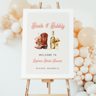 Boots and Bubbly Bridal Shower Welcome Sign