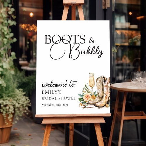 Boots and Bubbly Bridal Shower Welcome Sign