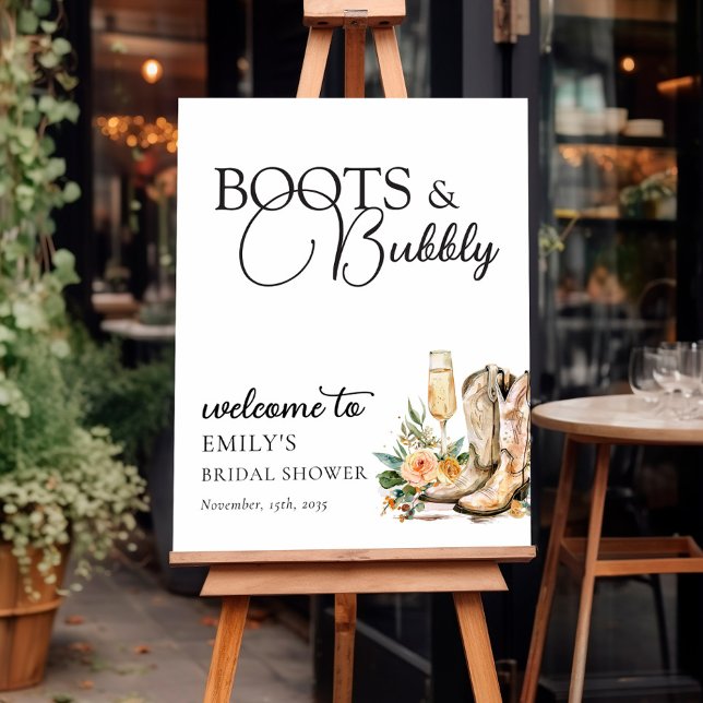 Boots and Bubbly Bridal Shower Welcome Sign (Creator Uploaded)
