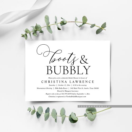 Boots and Bubbly Bride to be Bridal Shower Invitation